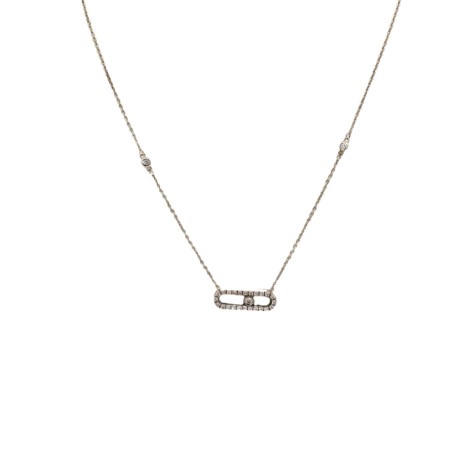 Collier Barette Diamant Or blanc 18k