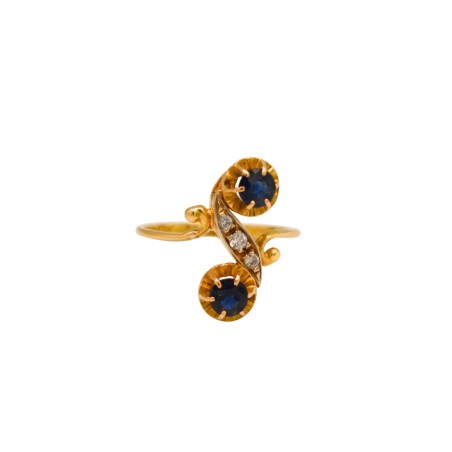 Bague toi & moi Saphirs & Diamants Or 18k - Bijouterie Haillot La Seyne Sur Mer 83