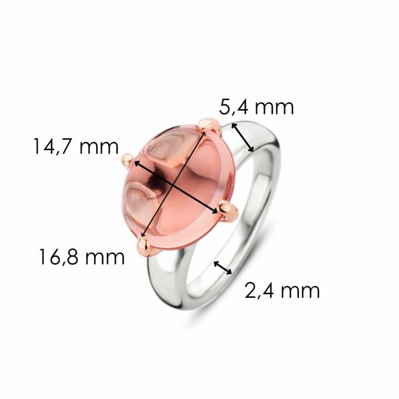 Bague Ti Sento en argent rhodié et pierre synthétique rose, forme bouton de fleur - bijouterie haillot la seyne sur mer