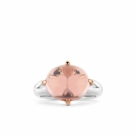 Bague Ti Sento en argent rhodié et pierre synthétique rose, forme bouton de fleur - bijouterie haillot la seyne sur mer