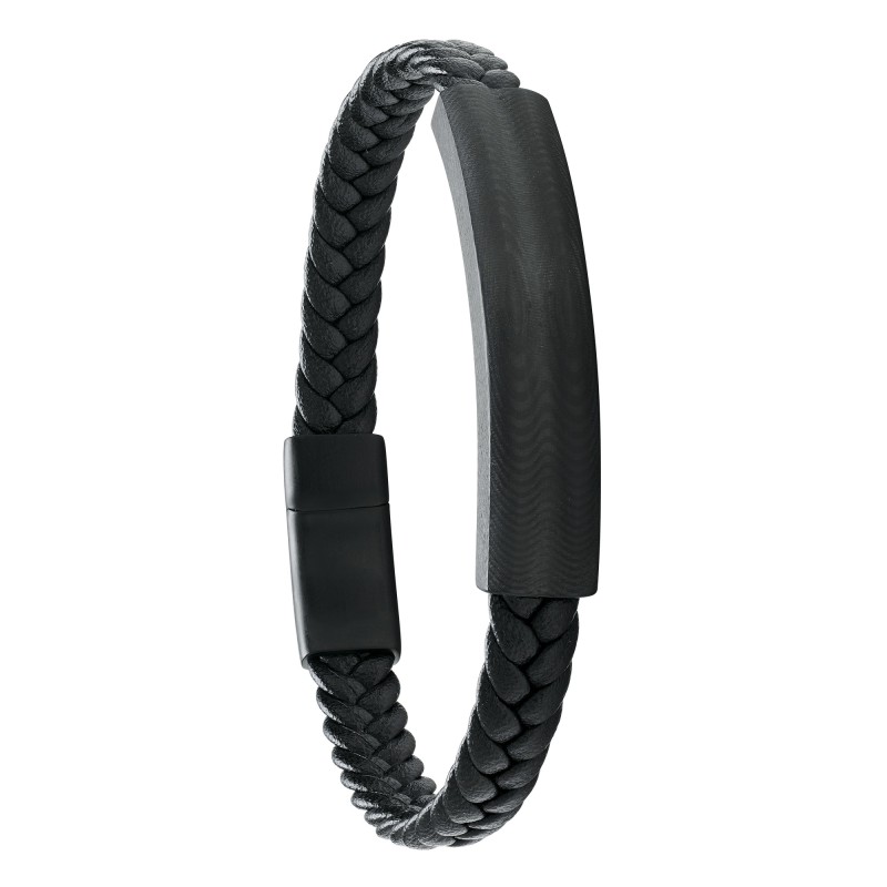 Bracelet Jourdan Axon Cuir, Carbone et Acier - Bijouterie Haillot La Seyne Six-Fours 83