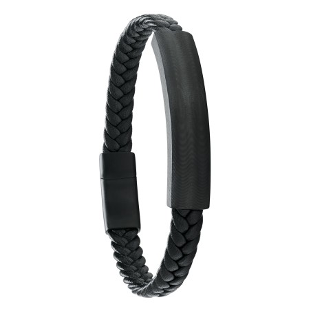 Bracelet Jourdan Axon Cuir, Carbone et Acier - Bijouterie Haillot La Seyne Six-Fours 83