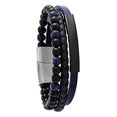 Bracelet Triple rang Jourdan Hercule Cuir Tressé - Bijouterie Haillot La Seyne Six-Fours 83