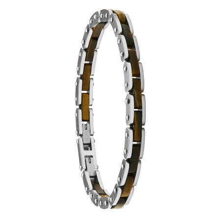Bracelet Jourdan Lyre Acier Œil de tigre - Bijouterie Haillot La Seyne Six-Fours 83