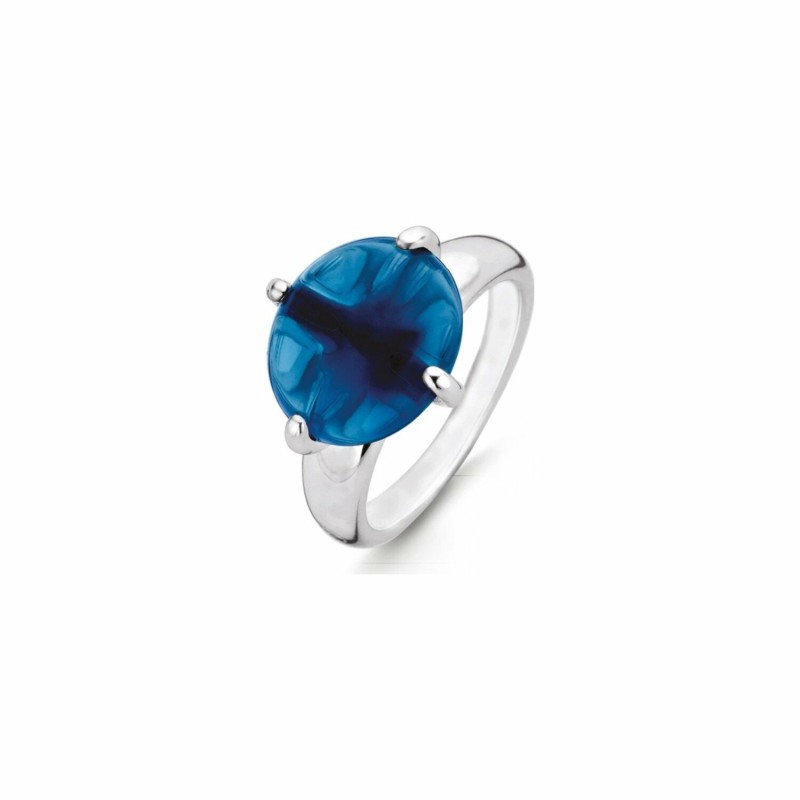 Bague en argent et pierre synthétique bleu foncé - bijouterie haillot la seyne sur mer