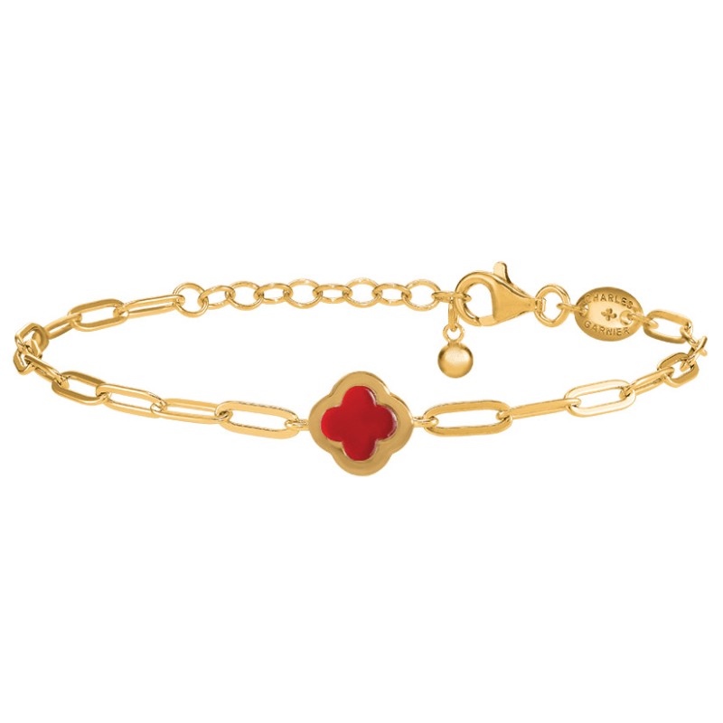 Bracelet Charles Garnier argent doré & agate rouge - Bijouterie Haillot La Seyne Six-Fours 83
