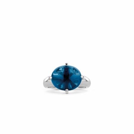 Bague en argent et pierre synthétique bleu foncé - bijouterie haillot la seyne sur mer