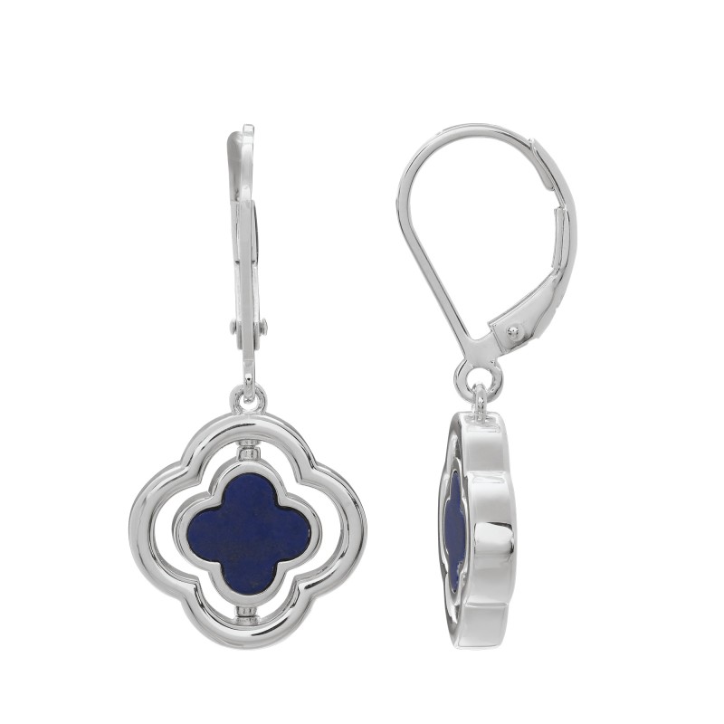 Boucles d'oreilles Réversible Charles Garnier Argent Lapis Lazuli & Oxydes - Bijouterie Haillot La Seyne Six-Fours 83