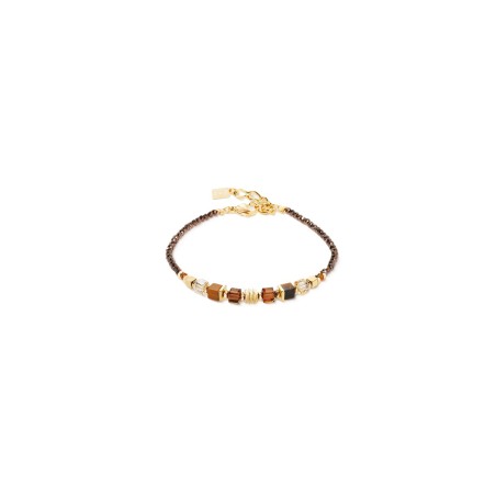 Bracelet Cœur de Lion Acier Doré, Cristaux Marron - Bijouterie Haillot La Seyne Six-Fours 83