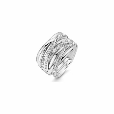 Bague Ti Sento en argent rhodié, multi rangs et zirconiums - bijouterie haillot la seyne sur mer