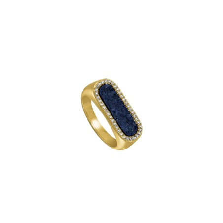 Bague Charles Garnier Argent plaqué Oxydes de zirconium et Lapis Lazuli - bijouterie haillot la seyne sur mer 83
