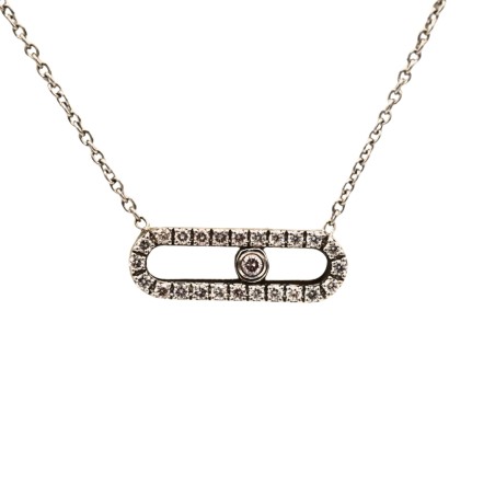 Collier Barette Diamant Or blanc 18k