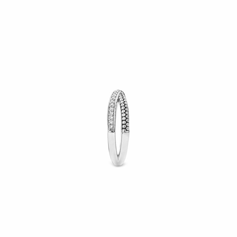 Bague Ti Sento 2 rangs entrelacés en argent rhodié et oxydes de zirconium - bijouterie haillot la seyne sur mer