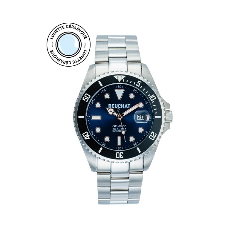 Montre Homme Beuchat BEU1950/60 Lunette Céramique - Bijouterie Haillot La seyne Sur Mer Six-fours 83