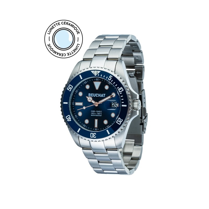 Montre Homme Beuchat BEU1950/61 Lunette Céramique - Bijouterie Haillot La seyne Sur Mer Six-fours 83