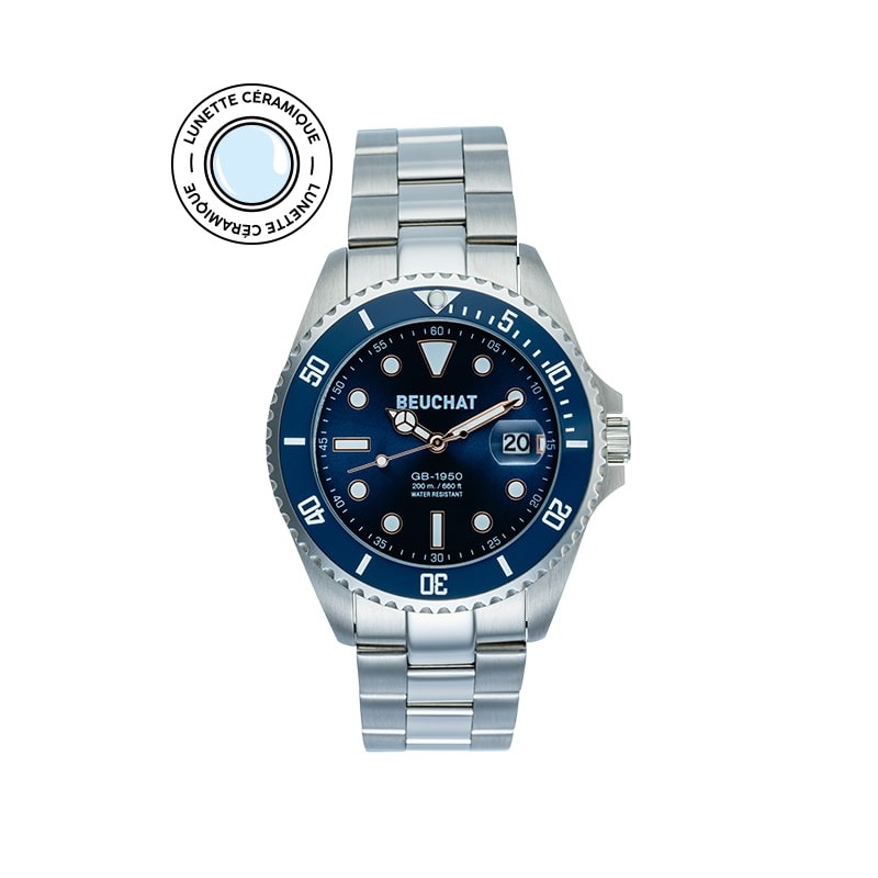 Montre Homme Beuchat BEU1950/61 Lunette Céramique - Bijouterie Haillot La seyne Sur Mer Six-fours 83