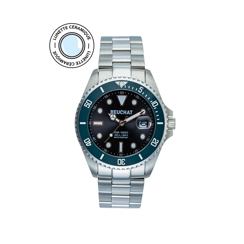 Montre Homme Beuchat BEU1950/62 Lunette Céramique - Bijouterie Haillot La seyne Sur Mer Six-fours 83