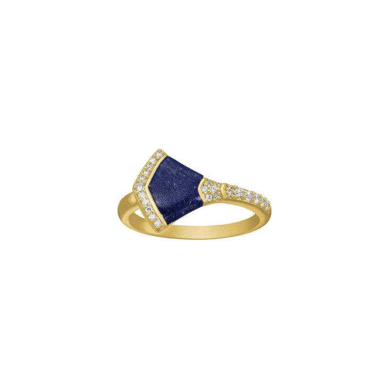 Bague Charles Garnier en argent doré, lapis lazuli et oxyde de zirconium - bijouterie haillot la seyne sur mer