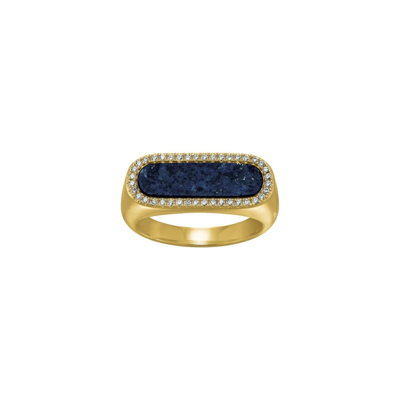 Bague Charles Garnier en argent doré, oxydes de zirconium et lapis-lazuli - bijouterie haillot la seyne sur mer
