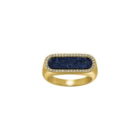 Bague Charles Garnier en argent doré, oxydes de zirconium et lapis-lazuli - bijouterie haillot la seyne sur mer