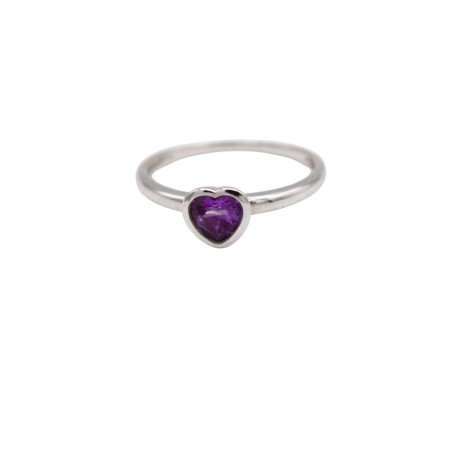Bague Coeur Amethyste Femme Or Blanc - Bijouterie Haillot La Seyne sur mer 83