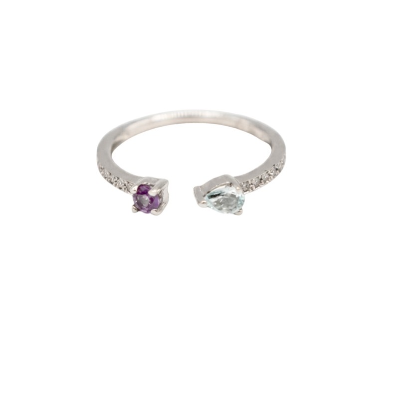 Bague Topaze Bleu Diamant et Or Blanc - Bijouterie Haillot La Seyne sur mer 83