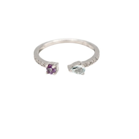 Bague Topaze Bleu Diamant et Or Blanc - Bijouterie Haillot La Seyne sur mer 83