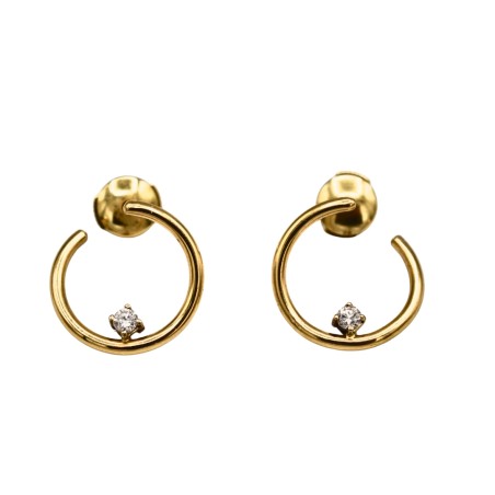 Boucle Cercle Diamant Or jaune 18k