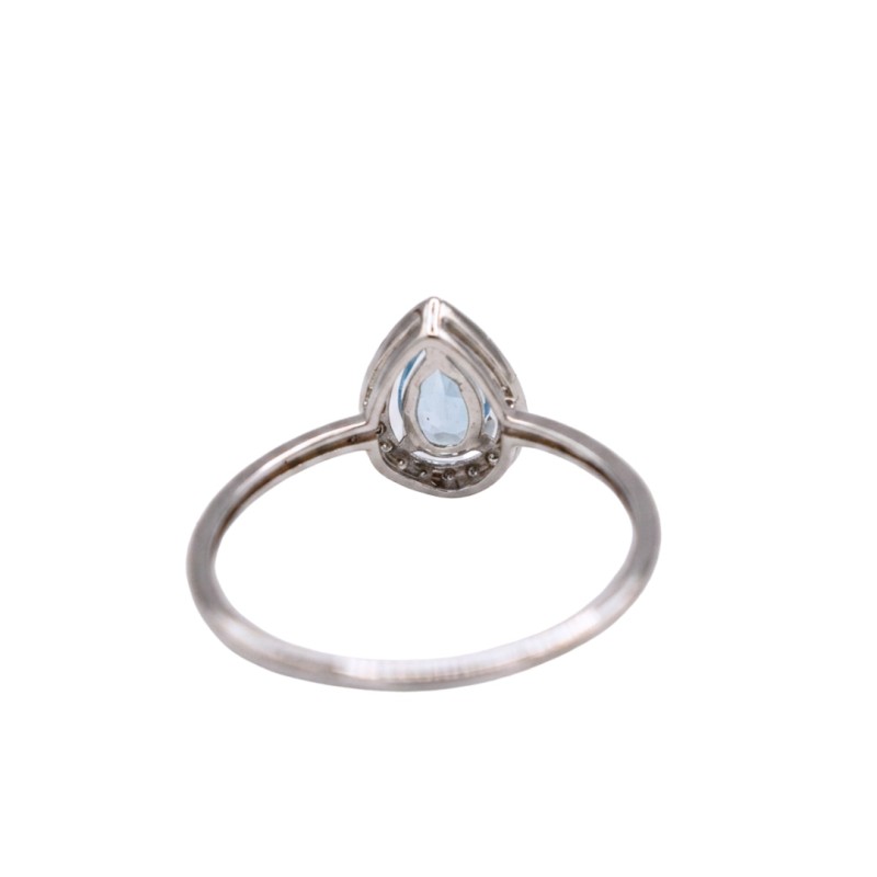 Bague Topaze Bleu Diamant et Or Blanc - Bijouterie Haillot La Seyne sur mer 83