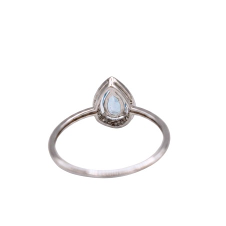Bague Topaze Bleu Diamant et Or Blanc - Bijouterie Haillot La Seyne sur mer 83