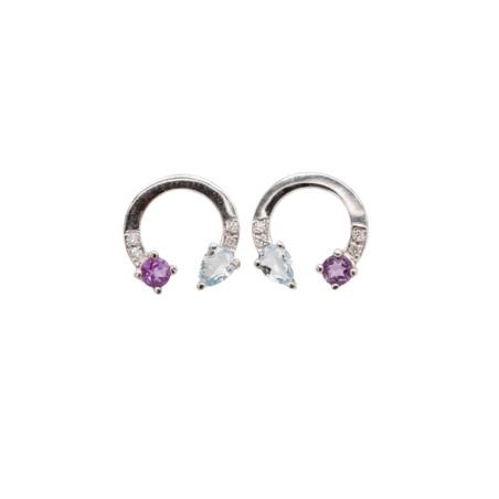 Boucles d'oreilles Topaze Bleu et Diamant - Bijouterie Haillot La Seyne sur mer 83