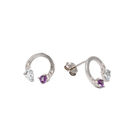 Boucles d'oreilles Topaze Bleu et Diamant - Bijouterie Haillot La Seyne sur mer 83