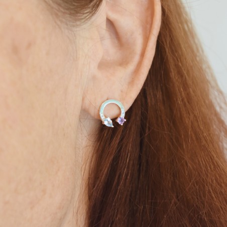 Boucles d'oreilles Topaze Bleu et Diamant - Bijouterie Haillot La Seyne sur mer 83