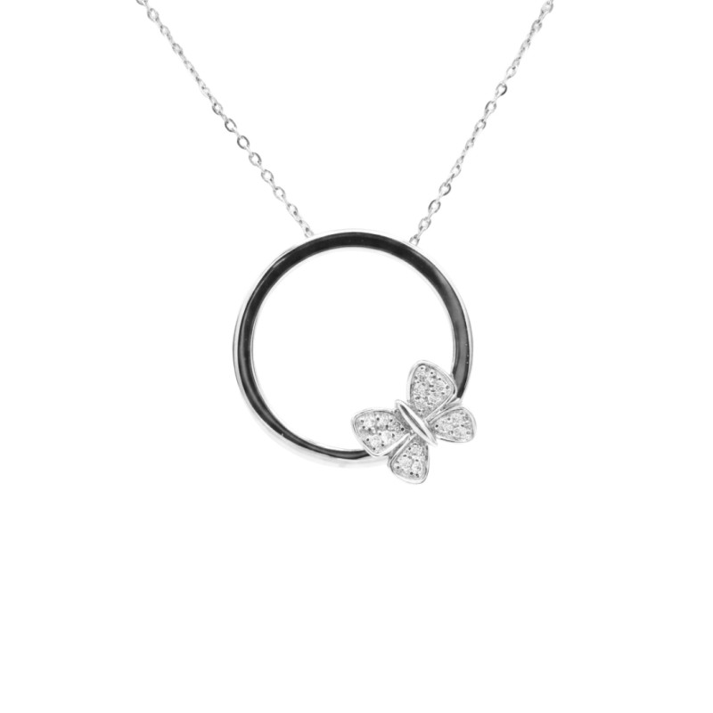 Collier Argent Cœur Papillon en Diamant - Bijouterie Haillot La Seyne Sur Mer Six Fours 83