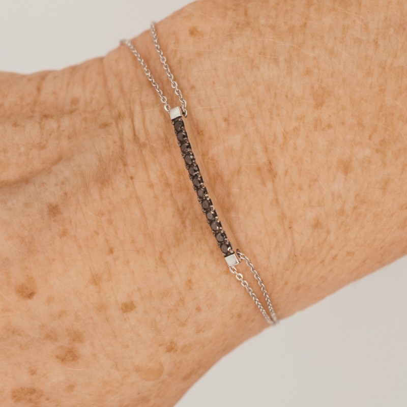 Bracelet Argent et Diamants noir