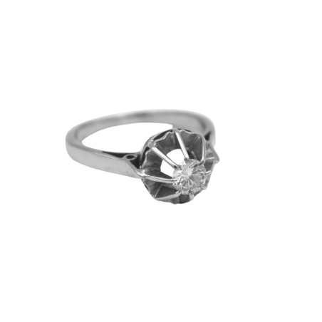 Bague solitaire diamant Or blanc 18k