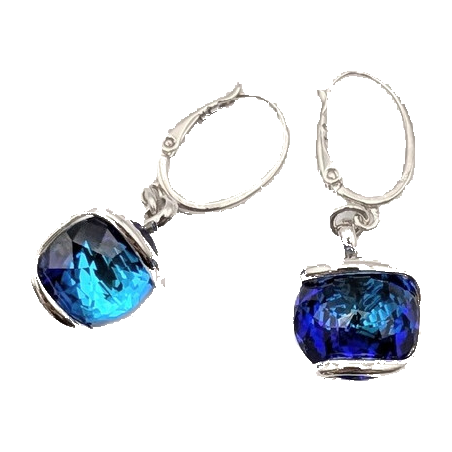Boucles d'oreilles Andrea Marazzini Bubble en métal argenté et cristal bleu Bermuda
