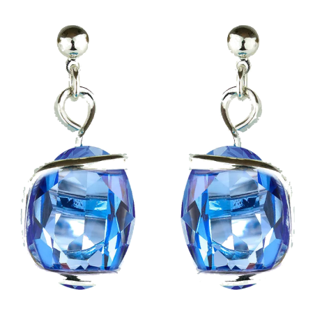 Boucles d'oreilles pendantes Andrea Marazzini Ovale en métal argenté et cristal bleu