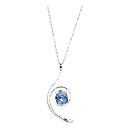 Collier Andrea Marazzini Ovale en métal argenté et cristal bleu