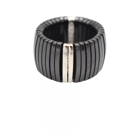 Bague céramique Noir Or blanc 18k diamants