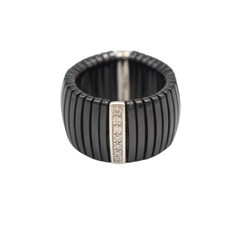 Bague céramique Noir Or blanc 18k diamants