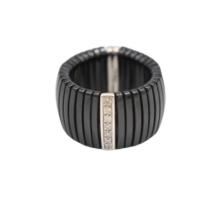 Bague céramique Noir Or blanc 18k diamants