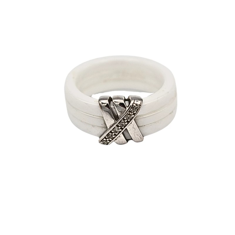 Bague céramique Guy laroche diamants Or blanc 18k