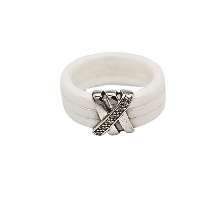 Bague céramique Guy laroche diamants Or blanc 18k