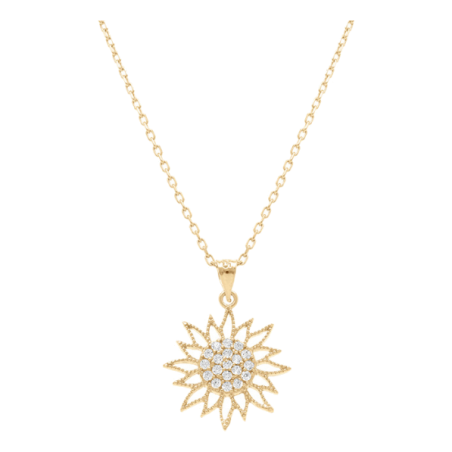 Collier soleil en plaqué or et oxydes blancs