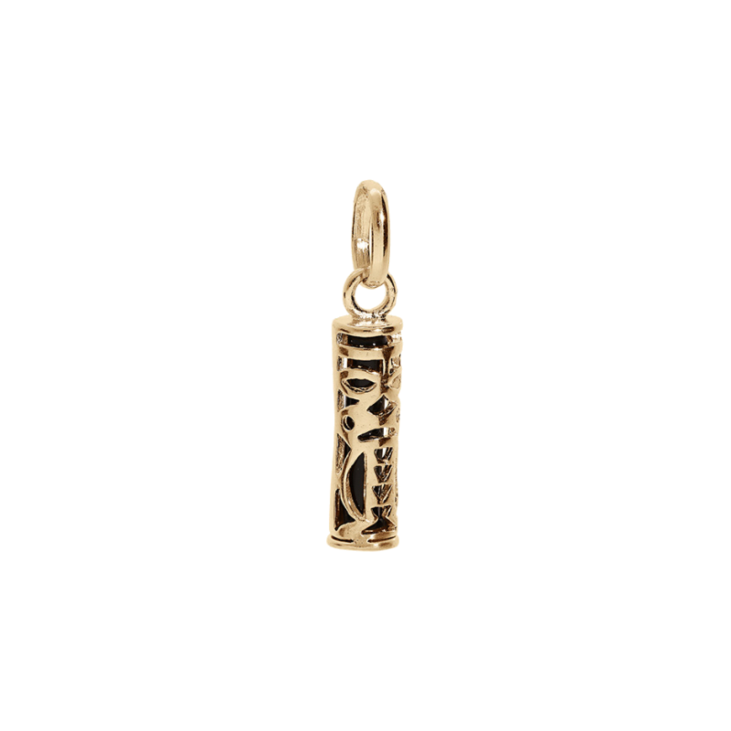Pendentif tiki tendresse en plaqué or et résine noire 