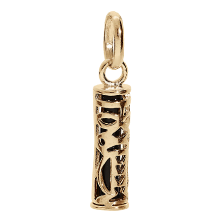 Pendentif tiki tendresse en plaqué or et résine noire 