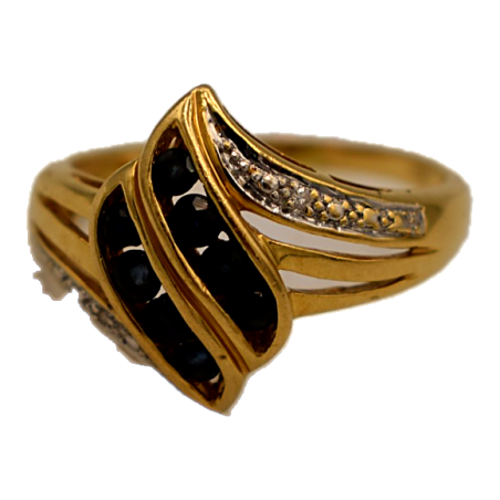 Bague Tourbillon Saphirs Or jaune 18k