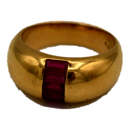 Bague Jonc Rubis Or jaune 18k