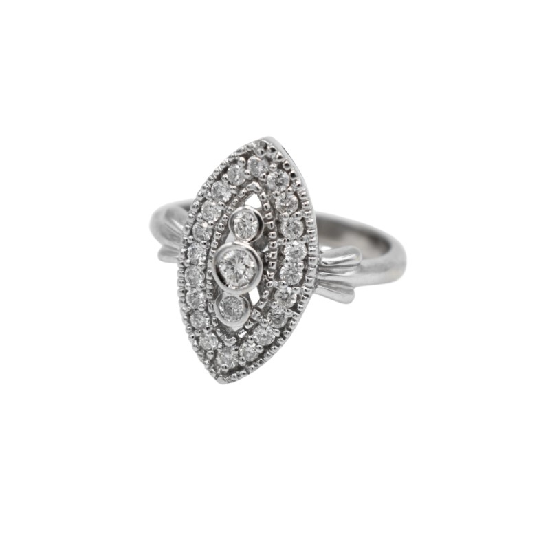 Bague marquise Or blanc 18k
